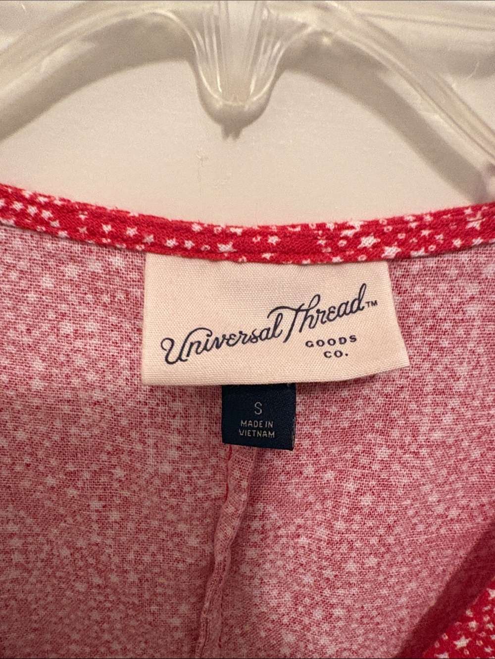 Universal Thread Red Star Patterned Button-Front V-Neck Mini Dress - Picture 2 of 4